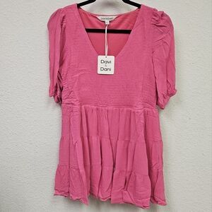 DAVI & DANI Vibrant Pink Blouse - Small